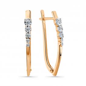 Серьги из комбинированного золота Мастер Бриллиант 20M2-407611-00-00 с бриллиантом 20M2-407611-00-00 фото