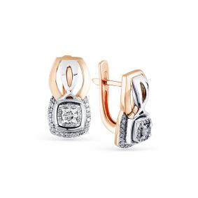 Серьги из комбинированного золота Мастер Бриллиант 20M2-407911-00-00 с бриллиантом 20M2-407911-00-00 фото