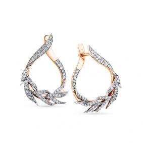 Серьги из комбинированного золота Мастер Бриллиант 20M2-407929-00-00 с бриллиантом 20M2-407929-00-00 фото