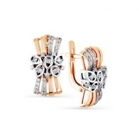 Серьги из комбинированного золота Мастер Бриллиант 20M2-407956-00-00 с бриллиантом 20M2-407956-00-00 фото