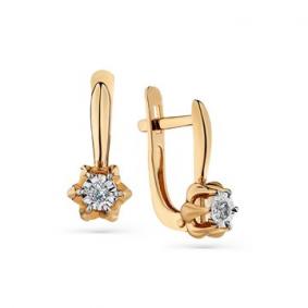 Серьги из комбинированного золота Мастер Бриллиант 20M2-408007-00-00 с бриллиантом 20M2-408007-00-00 фото