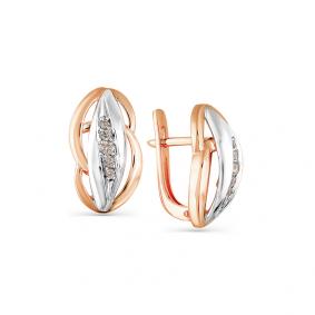 Серьги из комбинированного золота Мастер Бриллиант 20M2-408008-00-00 с бриллиантом 20M2-408008-00-00 фото