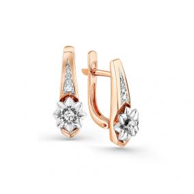 Серьги из комбинированного золота Мастер Бриллиант 20M2-408015-00-00 с бриллиантом 20M2-408015-00-00 фото