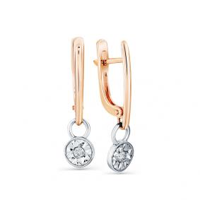 Серьги из комбинированного золота Мастер Бриллиант 20M2-408114-00-00 с бриллиантом 20M2-408114-00-00 фото