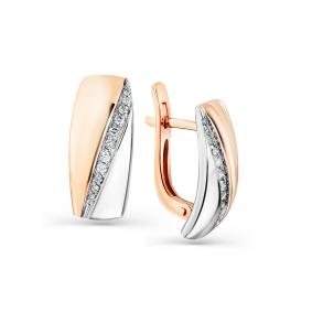 Серьги из комбинированного золота Мастер Бриллиант 20M2-408140-00-00 с бриллиантом 20M2-408140-00-00 фото