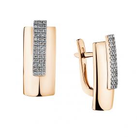 Серьги из комбинированного золота Мастер Бриллиант 20M2-408155-00-00 с бриллиантом 20M2-408155-00-00 фото