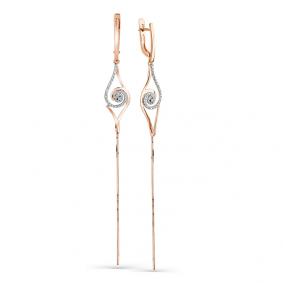 Серьги из комбинированного золота Мастер Бриллиант 20M2-408184-00-00 с бриллиантом 20M2-408184-00-00 фото