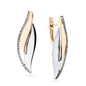 Серьги из комбинированного золота Мастер Бриллиант 20M2-408282-00-00 с бриллиантом 20M2-408282-00-00 фото