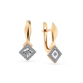 Серьги из комбинированного золота Мастер Бриллиант 20M2-408328-00-00 с бриллиантом 20M2-408328-00-00 фото