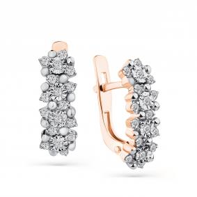 Серьги из комбинированного золота Мастер Бриллиант 20M2-408458-00-00 с бриллиантом 20M2-408458-00-00 фото