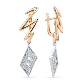 Серьги из комбинированного золота Мастер Бриллиант 20M2-408509-00-00 с бриллиантом 20M2-408509-00-00 фото