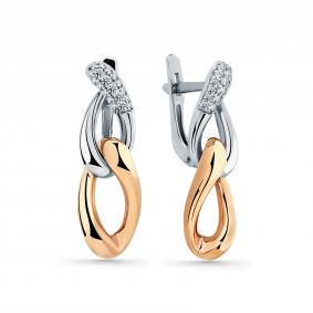 Серьги из комбинированного золота Мастер Бриллиант 20M2-408550-00-00 с бриллиантом 20M2-408550-00-00 фото