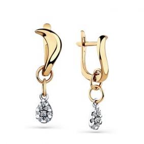 Серьги из комбинированного золота Мастер Бриллиант 20M2-408581-00-00 с бриллиантом 20M2-408581-00-00 фото