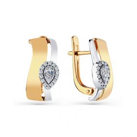 Серьги из комбинированного золота Мастер Бриллиант 20M2-408630-00-00 с бриллиантом 20M2-408630-00-00 фото