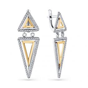 Серьги из комбинированного золота Мастер Бриллиант 20M2-408703-00-00 с бриллиантом 20M2-408703-00-00 фото