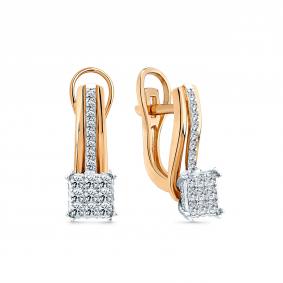 Серьги из комбинированного золота Мастер Бриллиант 20M2-408927-01-00 с бриллиантом 20M2-408927-01-00 фото