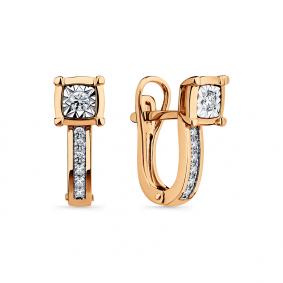 Серьги из комбинированного золота Мастер Бриллиант 20M2-408946-00-00 с бриллиантом 20M2-408946-00-00 фото