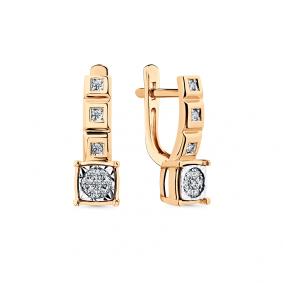 Серьги из комбинированного золота Мастер Бриллиант 20M2-408948-00-00 с бриллиантом 20M2-408948-00-00 фото