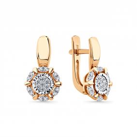 Серьги из комбинированного золота Мастер Бриллиант 20M2-409250-00-70 с бриллиантом 20M2-409250-00-70 фото