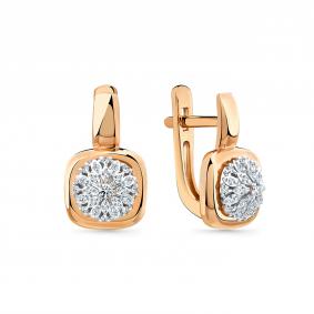 Серьги из комбинированного золота Мастер Бриллиант 20M2-409264-70-00 с бриллиантом 20M2-409264-70-00 фото