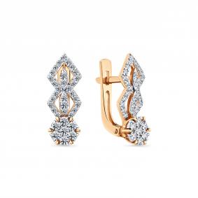 Серьги из комбинированного золота Мастер Бриллиант 20M2-409344-00-00 с бриллиантом 20M2-409344-00-00 фото