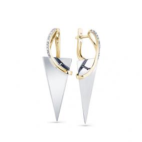 Серьги из комбинированного золота Мастер Бриллиант 20M2-500031-01-70 с бриллиантом 20M2-500031-01-70 фото