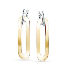 Серьги из комбинированного золота Мастер Бриллиант 20M2-500036-00-00 с бриллиантом 20M2-500036-00-00 фото