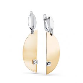 Серьги из комбинированного золота Мастер Бриллиант 20M2-500044-00-00 с бриллиантом 20M2-500044-00-00 фото