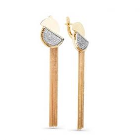 Серьги из комбинированного золота Мастер Бриллиант 20M2-500049-00-00 с бриллиантом 20M2-500049-00-00 фото