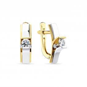 Серьги из комбинированного золота Мастер Бриллиант 20M2-506483-01-00 с бриллиантом 20M2-506483-01-00 фото