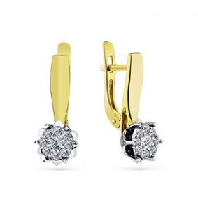 Серьги из комбинированного золота Мастер Бриллиант 20M2-507039-00-00 с бриллиантом 20M2-507039-00-00 фото