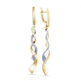 Серьги из комбинированного золота Мастер Бриллиант 20M2-507898-00-00 с бриллиантом 20M2-507898-00-00 фото