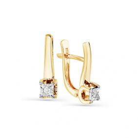 Серьги из комбинированного золота Мастер Бриллиант 20M2-508026-01-00 с бриллиантом 20M2-508026-01-00 фото