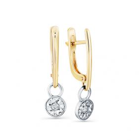 Серьги из комбинированного золота Мастер Бриллиант 20M2-508114-00-00 с бриллиантом 20M2-508114-00-00 фото