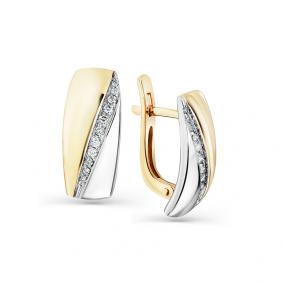 Серьги из комбинированного золота Мастер Бриллиант 20M2-508140-00-00 с бриллиантом 20M2-508140-00-00 фото