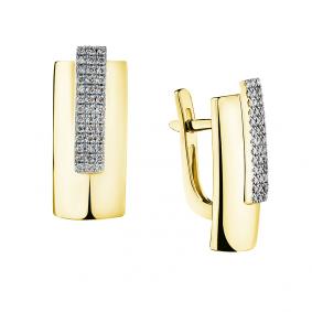 Серьги из комбинированного золота Мастер Бриллиант 20M2-508155-00-00 с бриллиантом 20M2-508155-00-00 фото