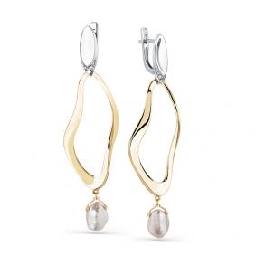 Серьги из комбинированного золота Мастер Бриллиант 20M2-508179-00-28 с бриллиантом и жемчугом 20M2-508179-00-28 фото