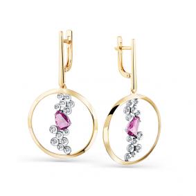 Серьги из комбинированного золота Мастер Бриллиант 20M2-508246-00-45 с бриллиантом и сапфиром 20M2-508246-00-45 фото