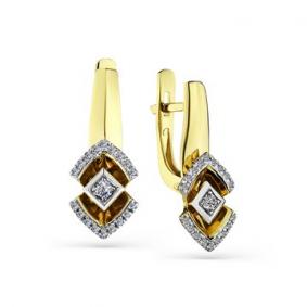 Серьги из комбинированного золота Мастер Бриллиант 20M2-508368-00-00 с бриллиантом 20M2-508368-00-00 фото