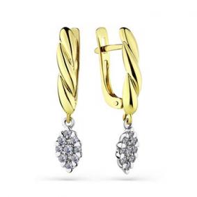 Серьги из комбинированного золота Мастер Бриллиант 20M2-508381-00-00 с бриллиантом 20M2-508381-00-00 фото