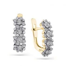 Серьги из комбинированного золота Мастер Бриллиант 20M2-508458-00-00 с бриллиантом 20M2-508458-00-00 фото