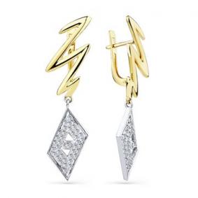 Серьги из комбинированного золота Мастер Бриллиант 20M2-508509-00-00 с бриллиантом 20M2-508509-00-00 фото