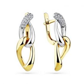 Серьги из комбинированного золота Мастер Бриллиант 20M2-508550-00-00 с бриллиантом 20M2-508550-00-00 фото