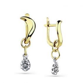 Серьги из комбинированного золота Мастер Бриллиант 20M2-508581-00-00 с бриллиантом 20M2-508581-00-00 фото