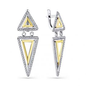 Серьги из комбинированного золота Мастер Бриллиант 20M2-508703-00-00 с бриллиантом 20M2-508703-00-00 фото