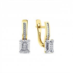 Серьги из комбинированного золота Мастер Бриллиант 20M2-509144-00-00 с бриллиантом 20M2-509144-00-00 фото