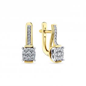 Серьги из комбинированного золота Мастер Бриллиант 20M2-509149-00-00 с бриллиантом 20M2-509149-00-00 фото