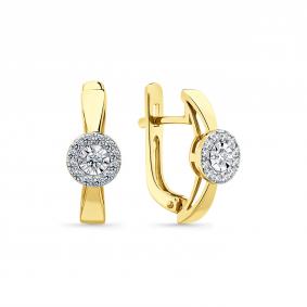 Серьги из комбинированного золота Мастер Бриллиант 20M2-509235-70-00 с бриллиантом 20M2-509235-70-00 фото