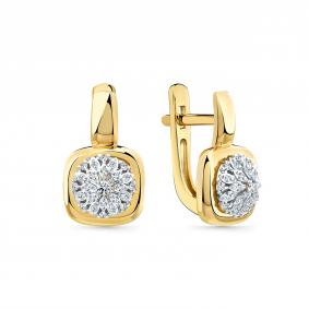 Серьги из комбинированного золота Мастер Бриллиант 20M2-509264-70-00 с бриллиантом 20M2-509264-70-00 фото