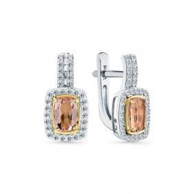 Серьги из комбинированного золота Мастер Бриллиант 20M2-509265-00-13 с бриллиантом и морганитом 20M2-509265-00-13 фото